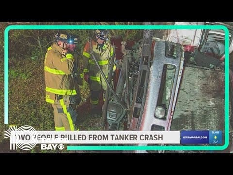 2 people pulled from tanker crash in Polk County