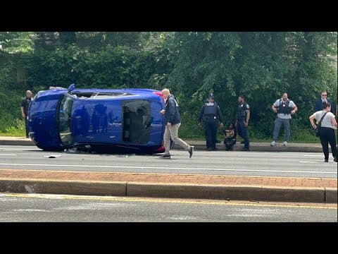 LIVE: Car chase ends in crash, 2 people arrested