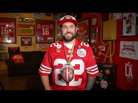 This Niners' superfan is literally keeping his eye on his favorite team