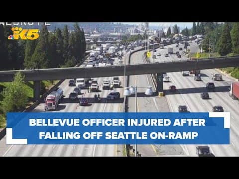 Bellevue officer injured after falling 50-60 feet off on-ramp in Seattle