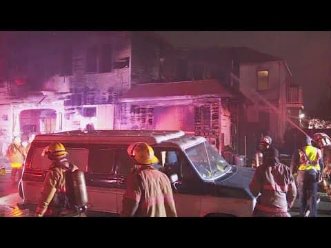 Crews work to put out fire near Marigny