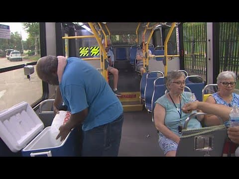 Buses used as cooling center for residents of 55+ community in northwest Harris County