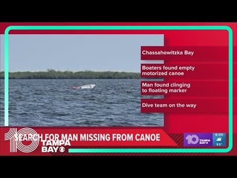Deputies searching for missing man after empty canoe found in Hernando County waters