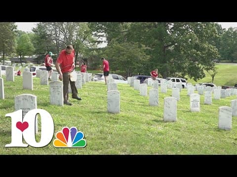 Volunteers help clean veterans cemetery
