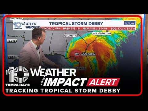 Debby downgraded to tropical storm status | 11 a.m. Monday