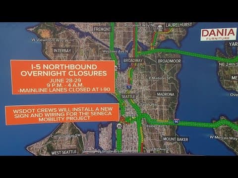 I-5 north to close in Seattle at I-90 interchange this week