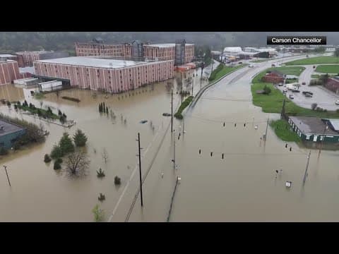 Videos show flooding at Kentucky bourbon distillery and Cincinnati park