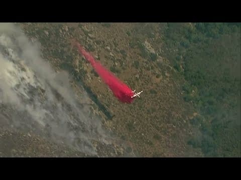 Academy Fire | Fire crews battle brush fire in San Diego (chopper aerials)