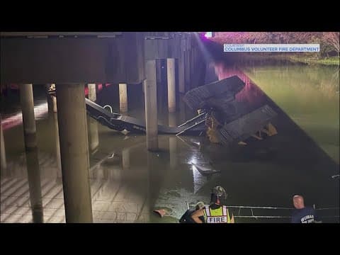 Firefighters rescue man after large excavator falls from I-10 bridge into water west of Houston