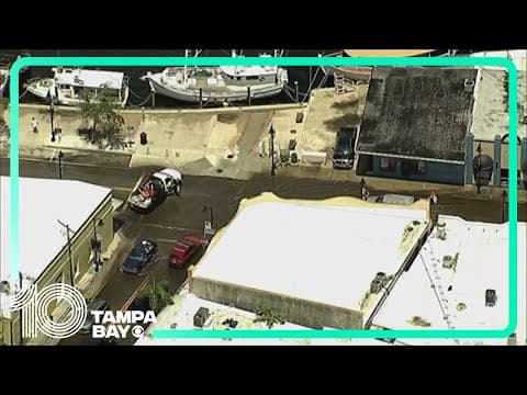 Aerial views of Tarpon Springs after Hurricane Idalia