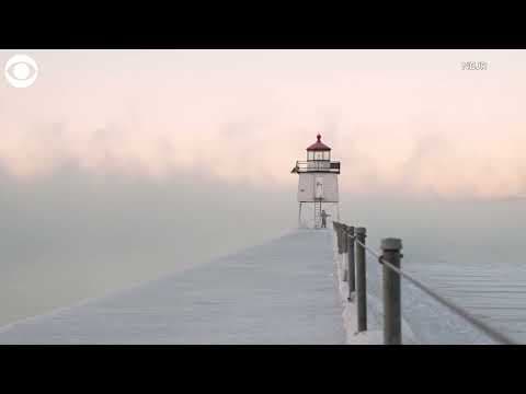 Stunning view of lighthouse during cold morning in Minnesota