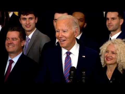 UConn championship men's basketball team visits President Joe Biden at the White House