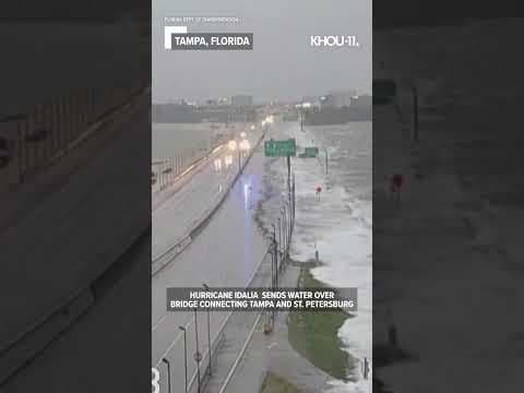 Hurricane Idalia sends waver over bridge connecting Tampa and St. Petersburg #shorts
