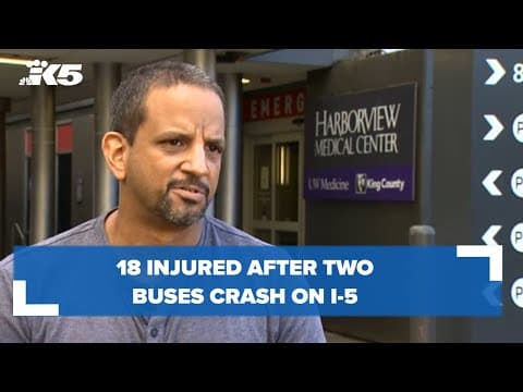 18 injured after two buses crash on I-5