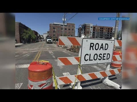 Crews install bollards on Central Avenue in Knoxville