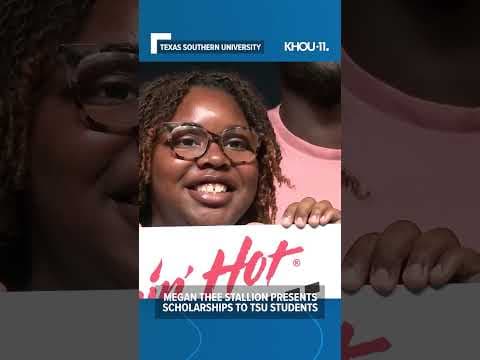 Watch Megan Thee Stallion make a surprise appearance at TSU to give students scholarships #shorts
