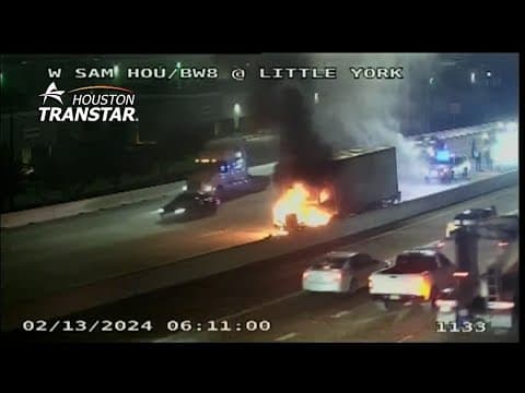 Raw Video: Semi-truck catches fire on Sam Houston Tollway headed north near Little York