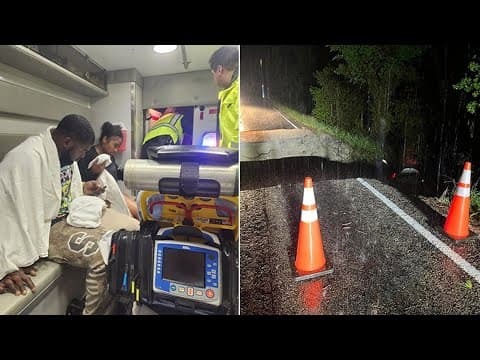 Texas couple, toddler rescued after car plunges into 25-foot hole caused by heavy rain