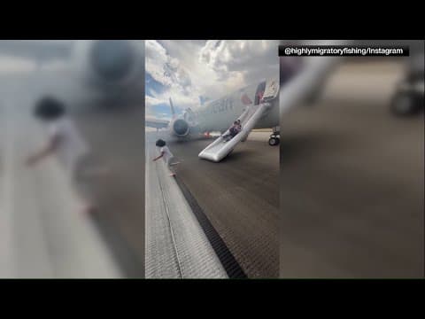 American Airlines passengers escape plane using slides after landing gear incident