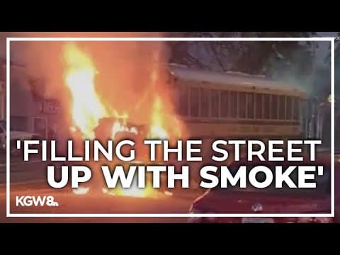 7 children evacuated from burning school bus in Salem