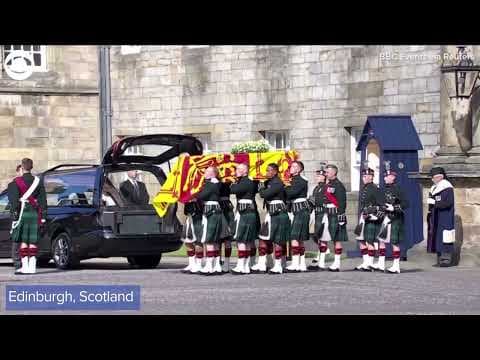 Queen Elizabeth II's coffin moved in procession through Edinburgh, Scotland