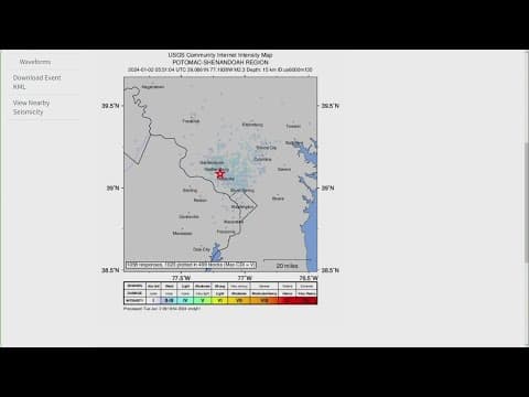 2.3 magnitude earthquake just west of Rockville, Maryland