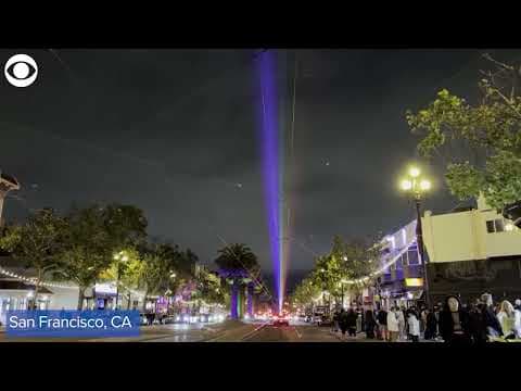 Pride laser art installation lights up San Francisco sky