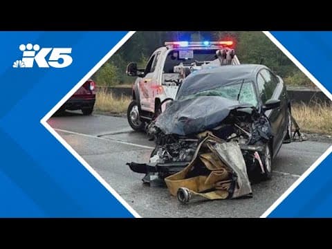 Firefighter recovers after sedan driver reportedly falls asleep, hits fire truck on I-5