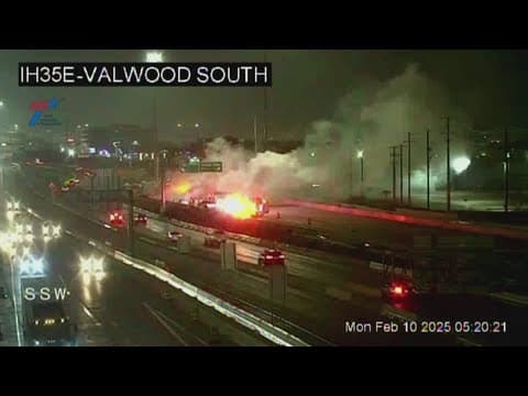 Traffic Alert: Vehicle catches fire on I-35E