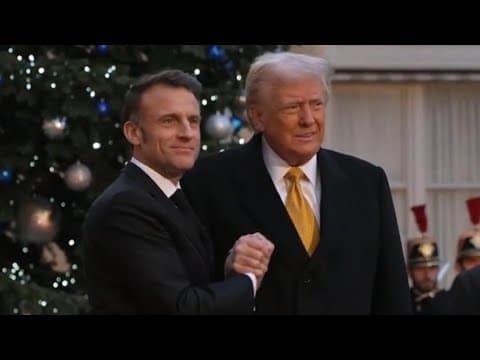 President-elect Trump arrives at Elysee Palace, greeted by French President Macron (Dec. 7, 2024)