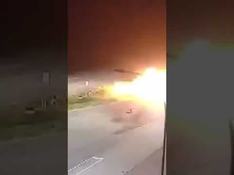 A driver said he's 'thankful' he's 'still here' after his car hit a semi and exploded in flames.