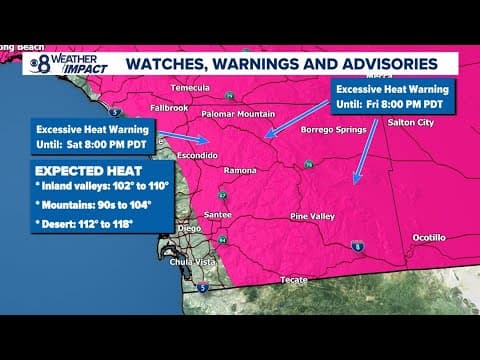 Dangerous heat hits San Diego County's inland, mountain and desert regions