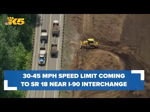Speed limits to be reduced on SR 18 near Tiger Mountain