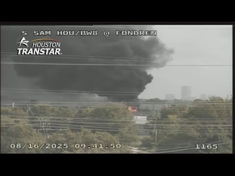 Big fire in southwest Houston sending smoke, fire high into the air