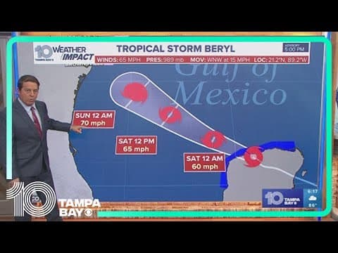 Tracking the Tropics: Tropical Storm Beryl continues inland over the Yucatan Peninsula