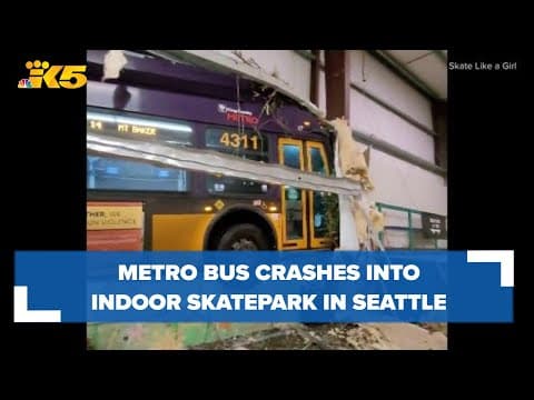 Metro bus crashes into indoor skatepark in Seattle