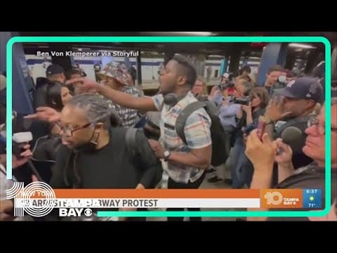 13 arrested in New York subway protest