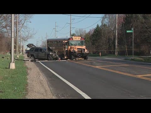 3 injured in head-on crash with school bus in southeast Columbus
