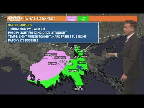 Southeast Louisiana Parish-by-Parish freezing weather forecast