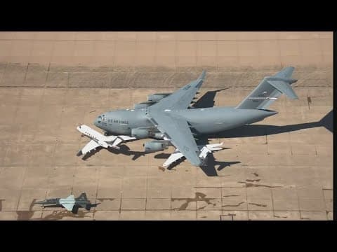 Heavy winds Tuesday morning push two jets into C-17 at Perot Field in Fort Worth