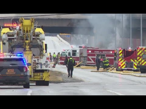 Sheriff: 1 dead in fiery crash after tanker truck goes over bridge in northeast Ohio