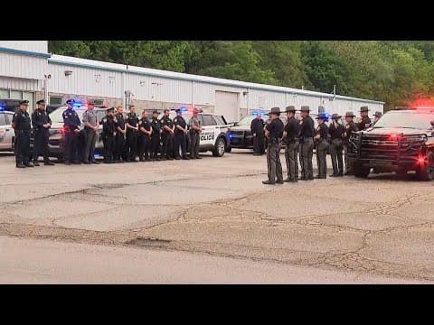 Procession for Morrow County deputy Daniel Sherrer arrives in Mt. Gilead