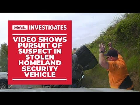 Dashcam video shows police chase after suspect steals Homeland Security vehicle