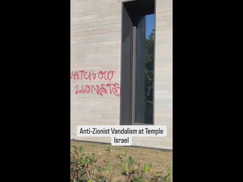 Anti-Zionist vandalism at Temple Israel