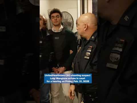 UHC CEO shooting suspect Luigi Mangione arrives at a New York courtroom ahead of a hearing Friday
