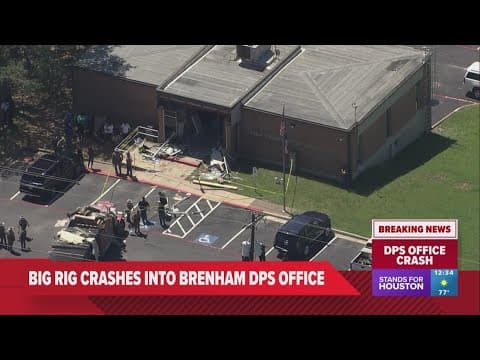 Air 11 over big rig that crashed into Brenham DPS office