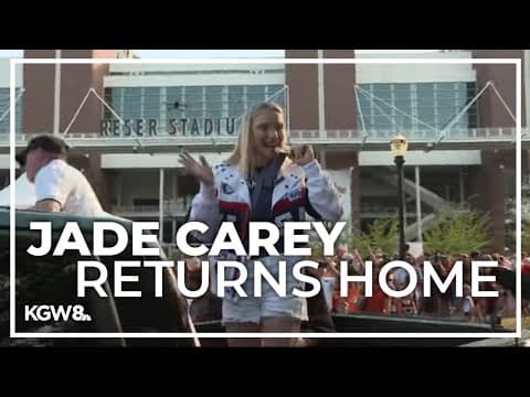 Corvallis welcomes Jade Carey back home with parade, block party