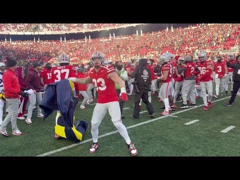 Ohio State-Michigan fight: Jack Sawyer rips, throws Michigan flag