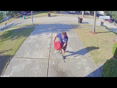 Surveillance video: Texas man armed with sword sets neighbor's home on fire