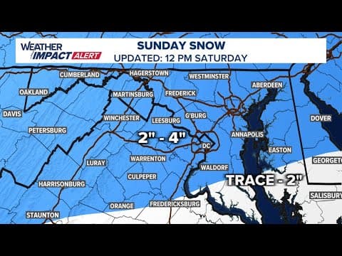 How much snow will DC get on Sunday and when will it start? DC, Maryland & Virginia weather